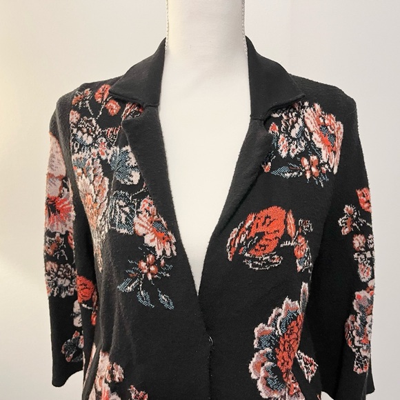 Anthropologie Moulinette Soeurs Black Floral Cardigan. Cotton Blend. Size XS - Picture 5 of 11